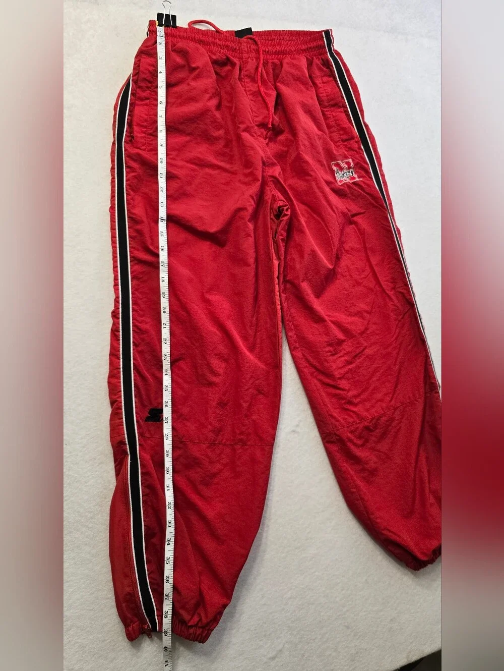 STARTER Red Kids Joggers with Black & White Side Stripes